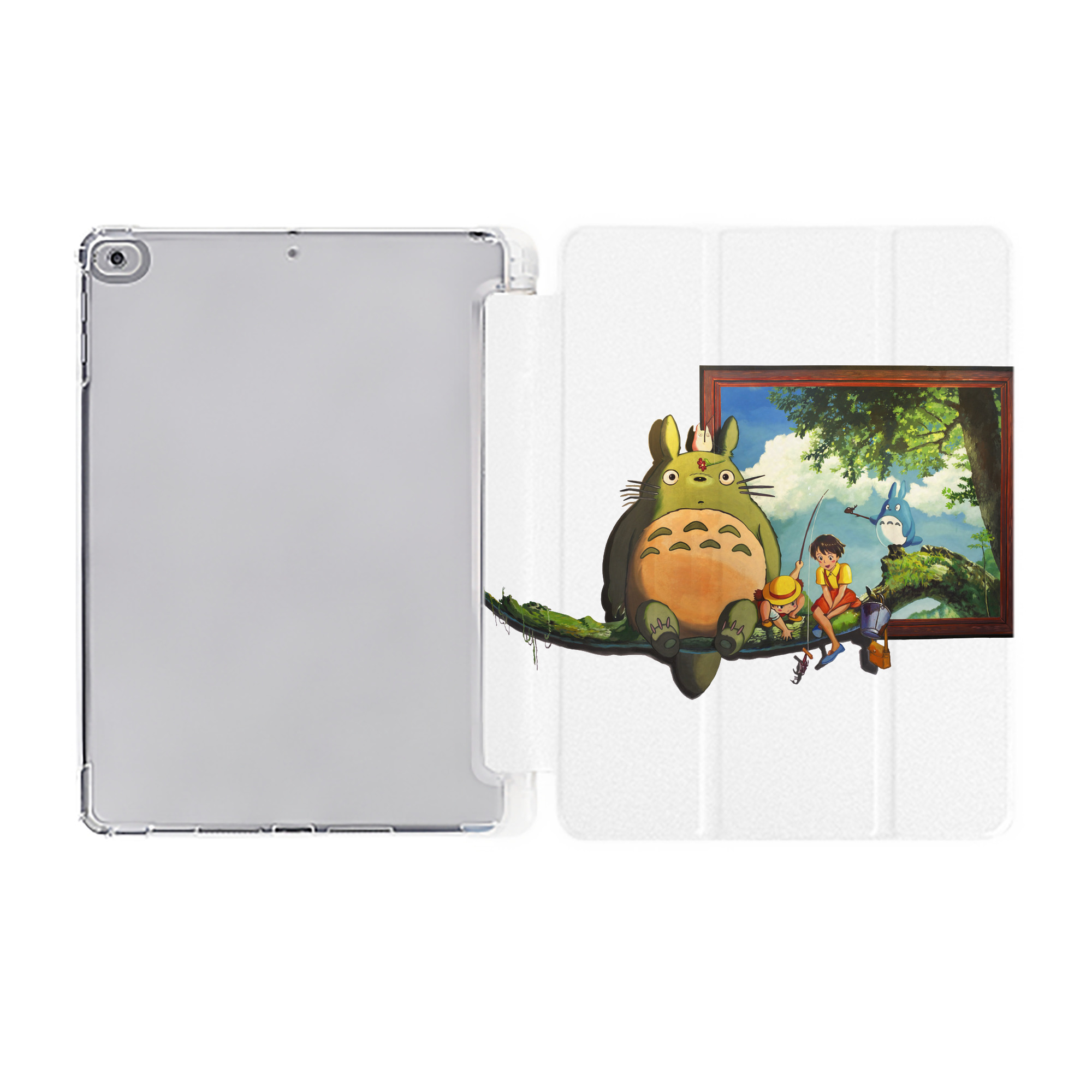 （画像用） となりのトトロ 草壁メイ 草壁サツキ My Neighbor Totoro Satsuki Kusakabe Mei Kusakabe IPad ケース ペン収納付き 三つ折りスタンド PUレザー×シリコン 対応機種9.5/10.5/10.9インチ